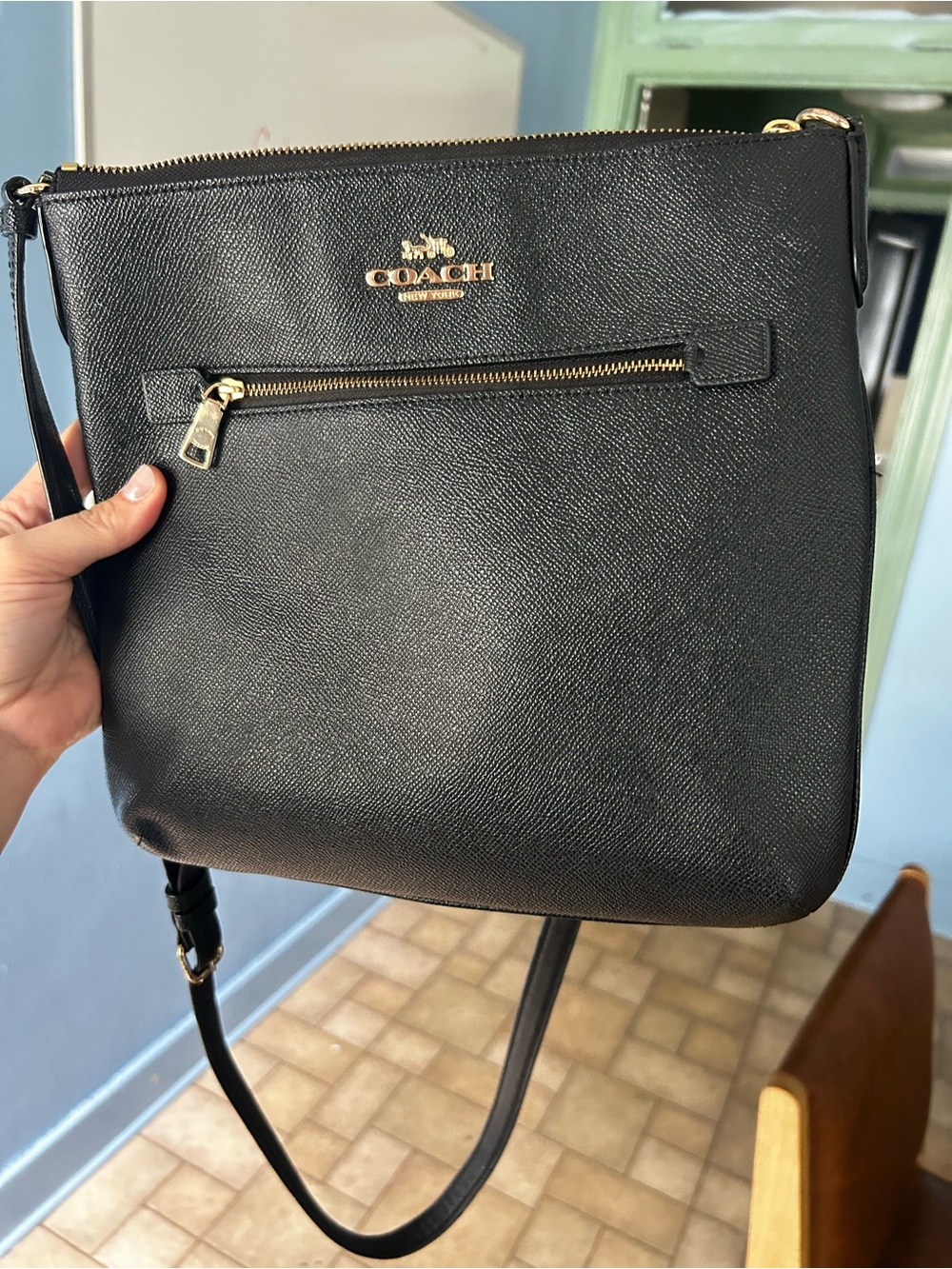 COACH Kitt Black Crossbody Bag with Gold Hardware